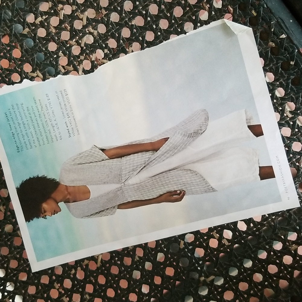 Poetry Size 12/14  Grey/White Linen Kimono - Picture 2 of 8